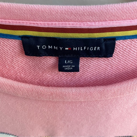 Tommy Hilfiger Bubble Gum Pink Crewneck Tommy French Terry Sweatshirt Casual - Picture 3 of 12
